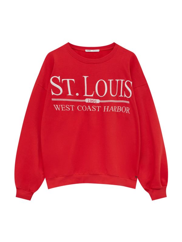 Pull&Bear Pull&Bear Суичър  огнено червено / бяло