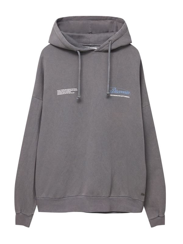 Pull&Bear Pull&Bear Суичър  опушено синьо / сиво / бяло