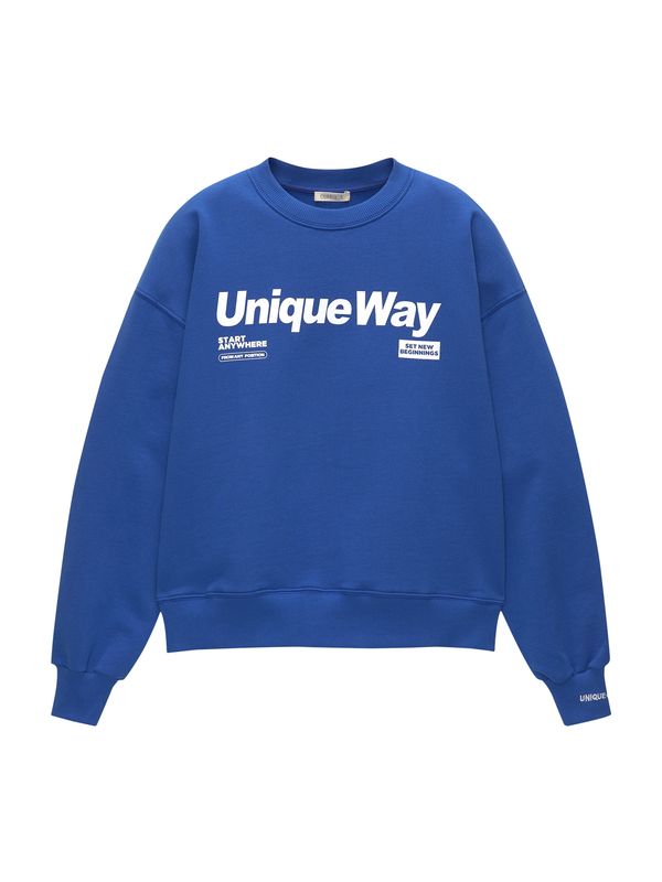 Pull&Bear Pull&Bear Суичър  синьо / бяло