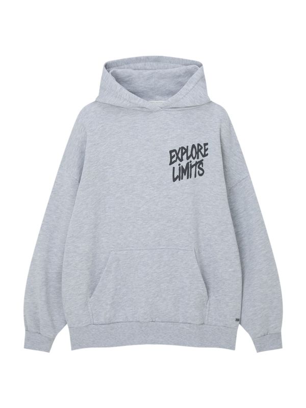 Pull&Bear Pull&Bear Суичър  сив меланж / черно