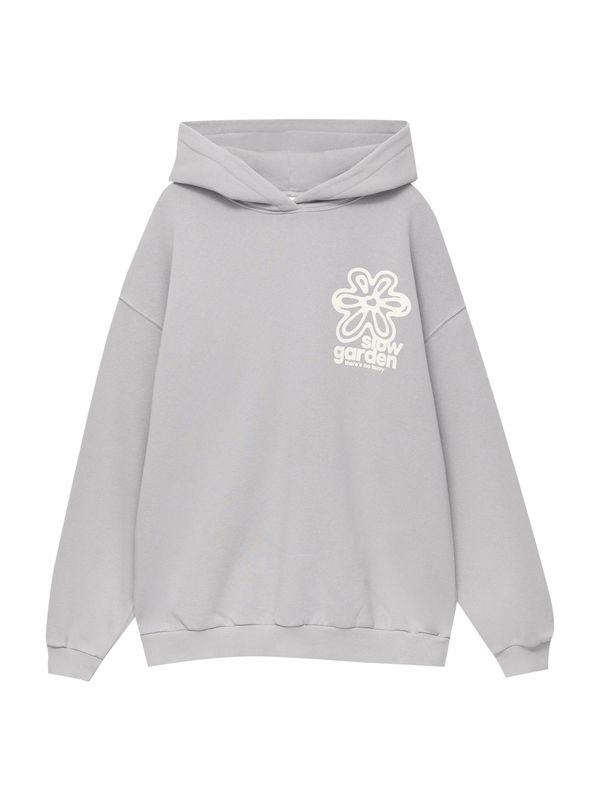 Pull&Bear Pull&Bear Суичър  сиво / бяло