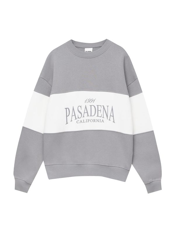 Pull&Bear Pull&Bear Суичър  сиво / бяло