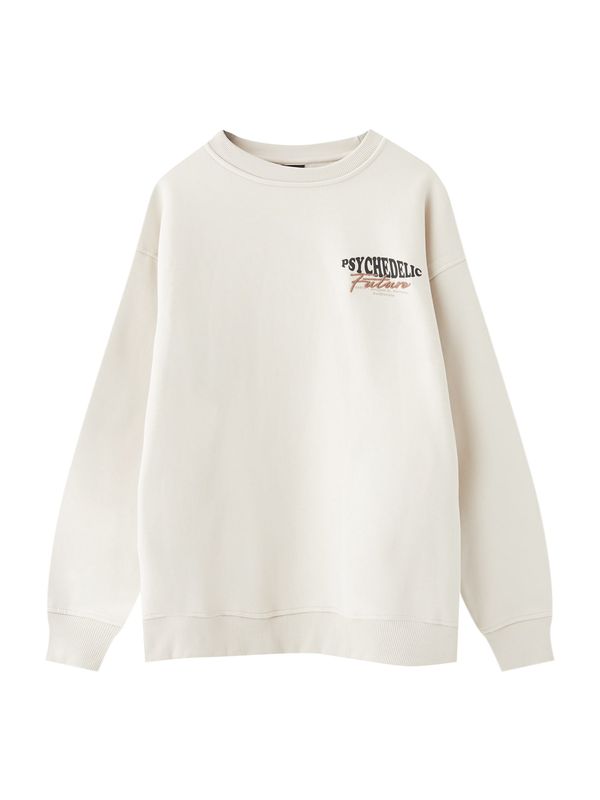 Pull&Bear Pull&Bear Суичър  светлокафяво / черно / бял памук