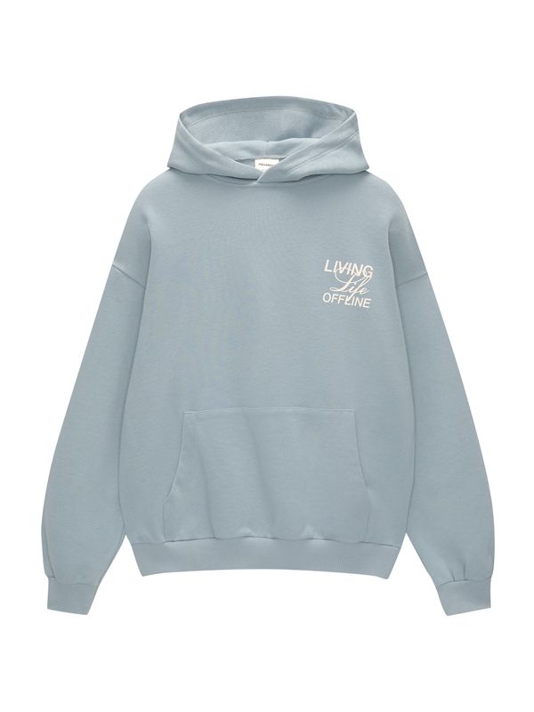 Pull&Bear Pull&Bear Суичър  светлосиньо / бяло