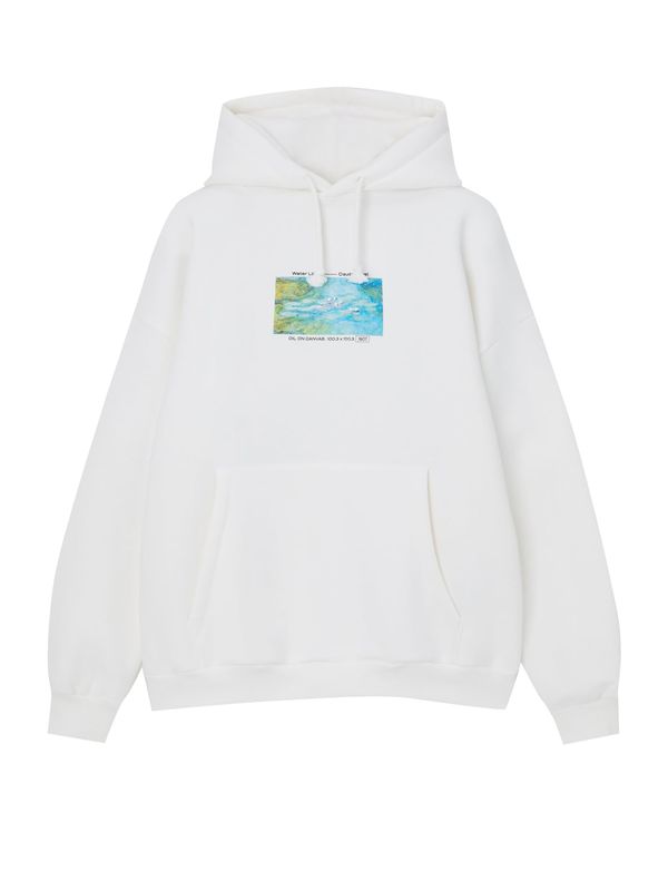 Pull&Bear Pull&Bear Суичър  светлосиньо / черно / бяло