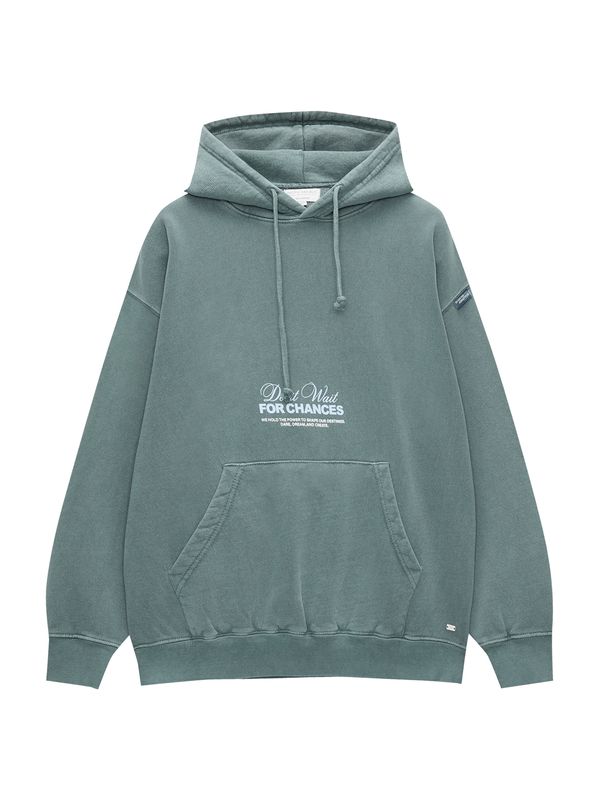 Pull&Bear Pull&Bear Суичър  светлосиньо / смарагдово зелено / бяло