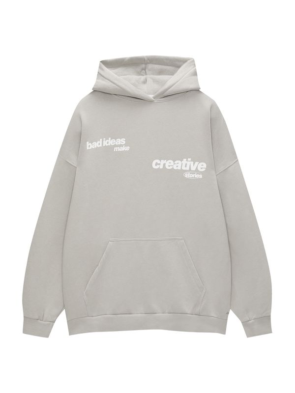 Pull&Bear Pull&Bear Суичър  светлосиво / бяло