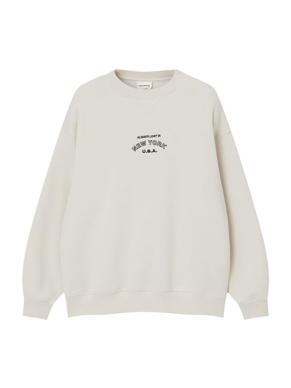 Pull&Bear Pull&Bear Суичър  светлосиво / черно