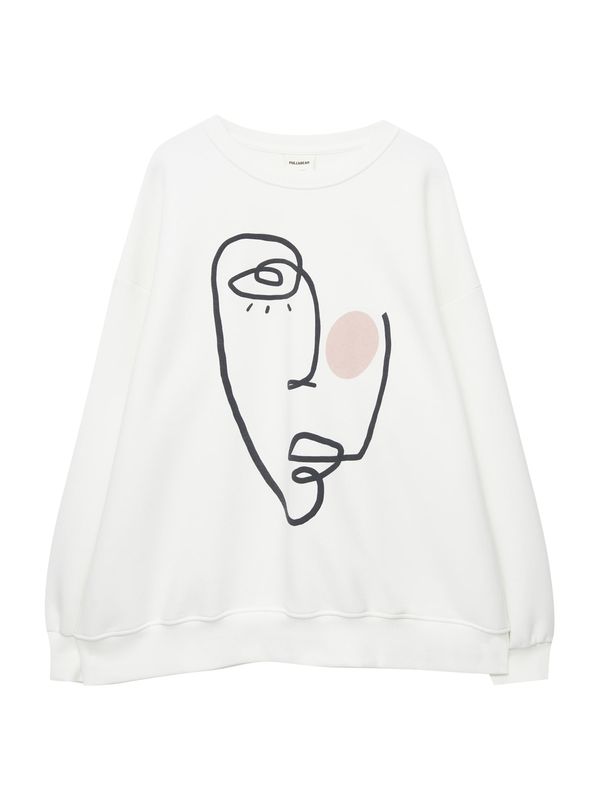 Pull&Bear Pull&Bear Суичър  таупе сиво / черно / бяло