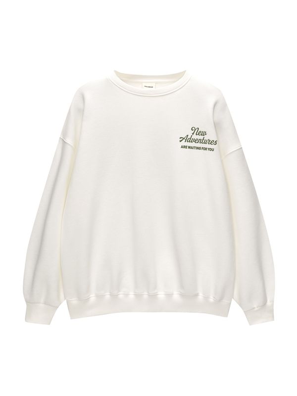 Pull&Bear Pull&Bear Суичър  зелено / бяло