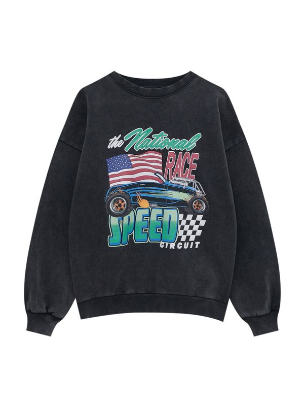 Pull&Bear Pull&Bear Суичър  зелено / червено / черно / бяло