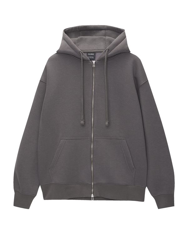 Pull&Bear Pull&Bear Суичъри с качулка  антрацитно черно