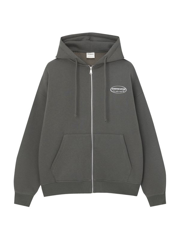 Pull&Bear Pull&Bear Суичъри с качулка  елхово зелено / бяло