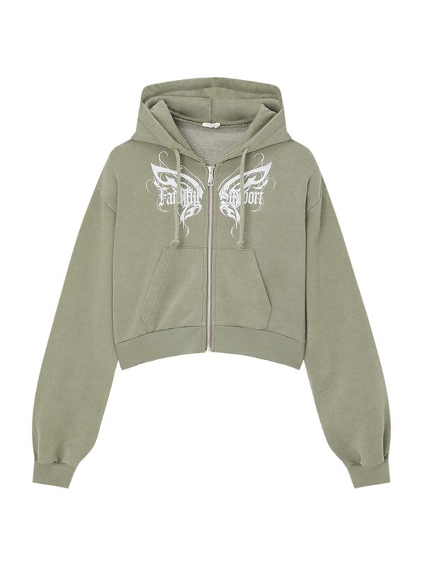 Pull&Bear Pull&Bear Суичъри с качулка  каки / мръсно бяло