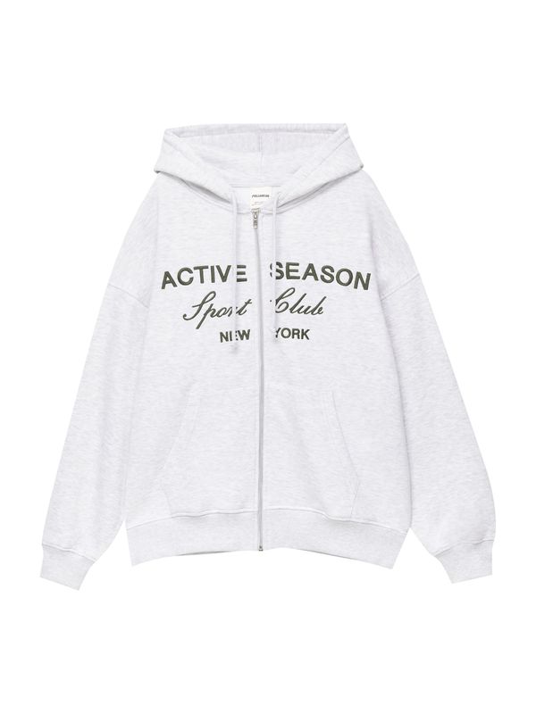 Pull&Bear Pull&Bear Суичъри с качулка  сив меланж / черно