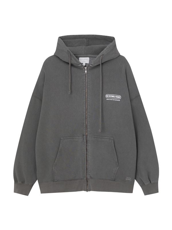 Pull&Bear Pull&Bear Суичъри с качулка  тъмносиво / бяло