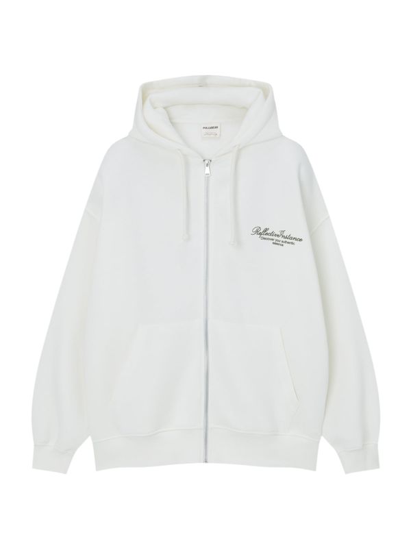 Pull&Bear Pull&Bear Суичъри с качулка  тъмнозелено / бяло