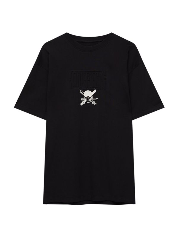 Pull&Bear Pull&Bear Тениска  антрацитно черно / черно / мръсно бяло