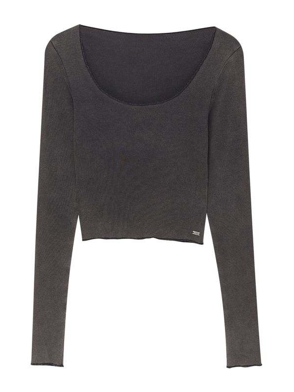 Pull&Bear Pull&Bear Тениска  антрацитно черно