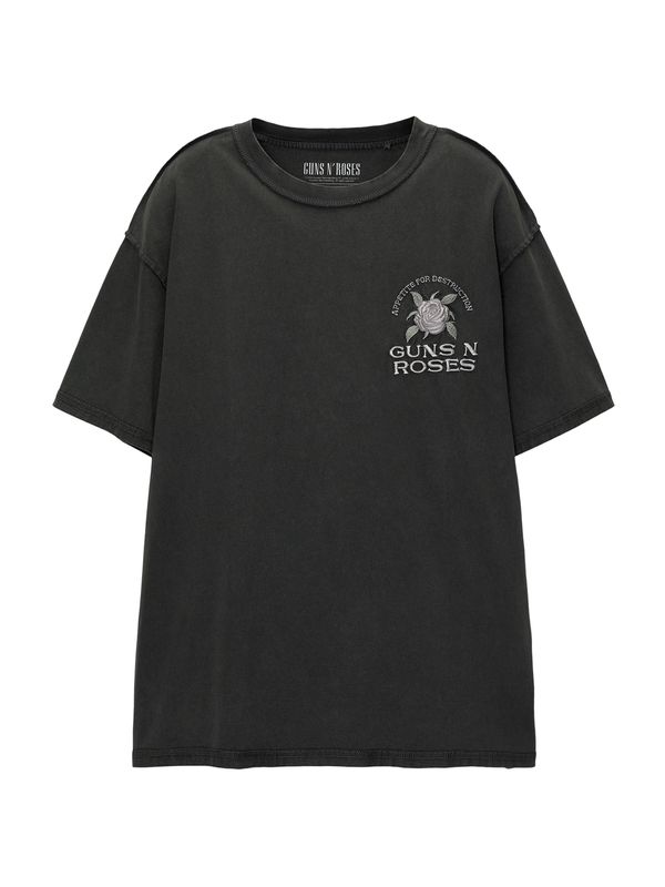 Pull&Bear Pull&Bear Тениска  антрацитно черно / зелено / бледорозово / бяло