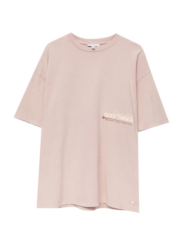 Pull&Bear Pull&Bear Тениска  бежово / кафяво / пудра