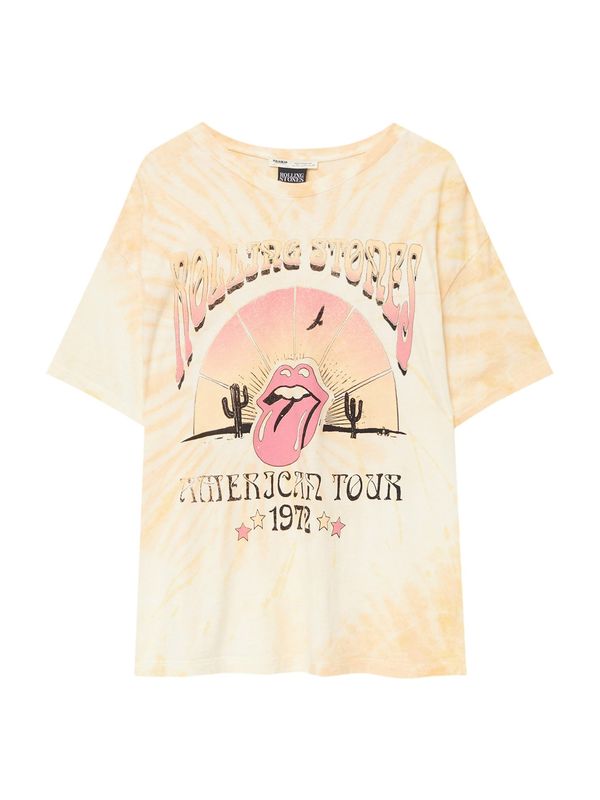 Pull&Bear Pull&Bear Тениска  бежово / оранжево / бледорозово / черно