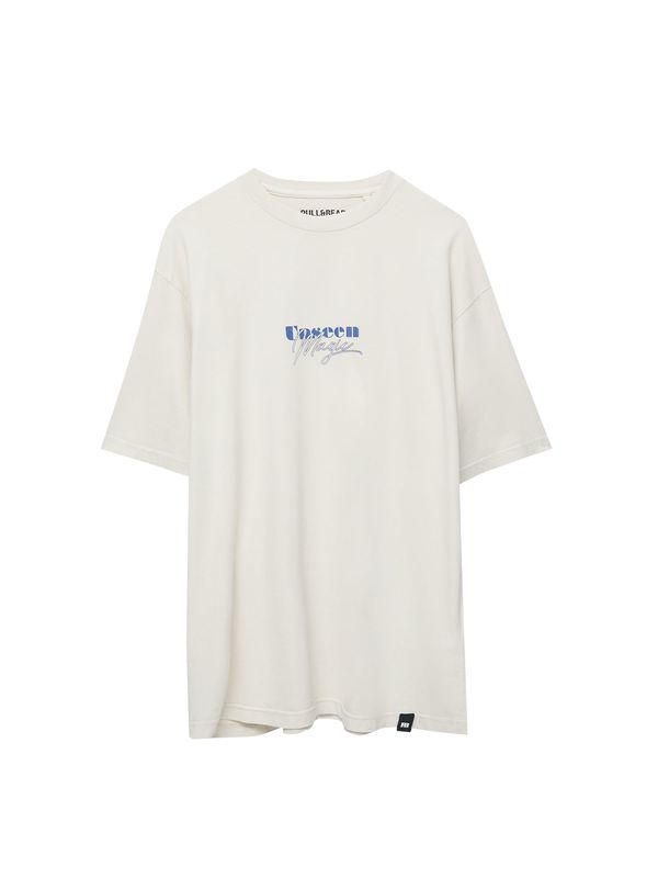 Pull&Bear Pull&Bear Тениска  бежово / синьо