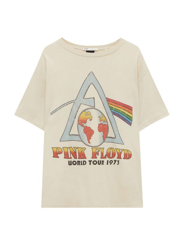 Pull&Bear Pull&Bear Тениска  бежово / светлосиньо / тъмнооранжево / черно