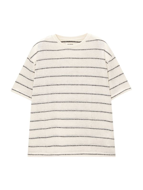 Pull&Bear Pull&Bear Тениска  черно / бял памук