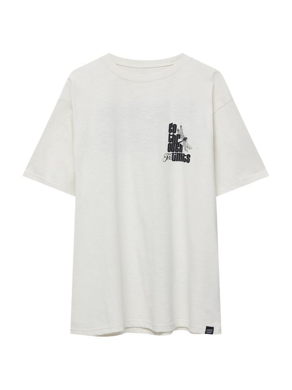 Pull&Bear Pull&Bear Тениска  черно / бял памук