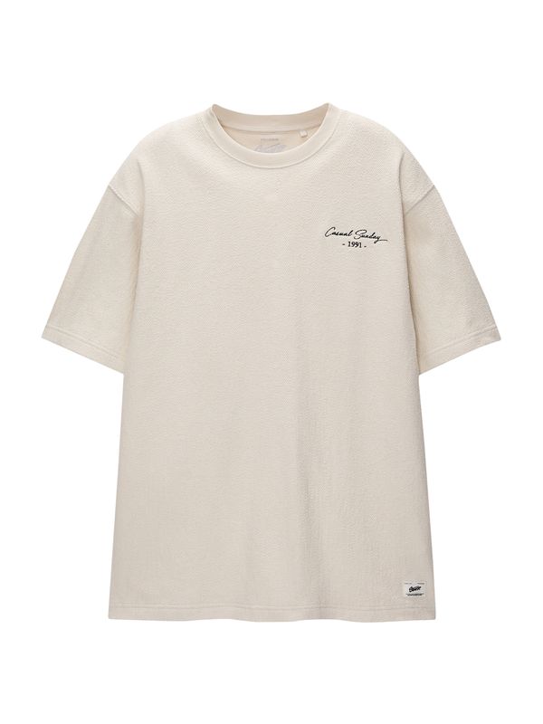 Pull&Bear Pull&Bear Тениска  черно / бял памук