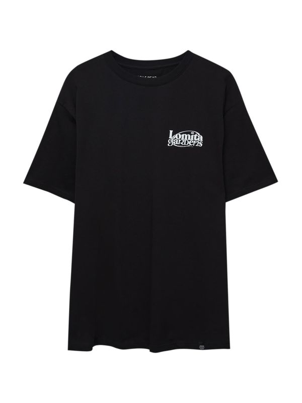 Pull&Bear Pull&Bear Тениска  черно / бяло