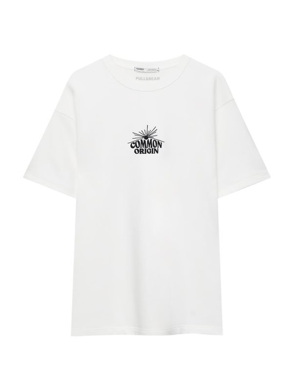 Pull&Bear Pull&Bear Тениска  черно / бяло