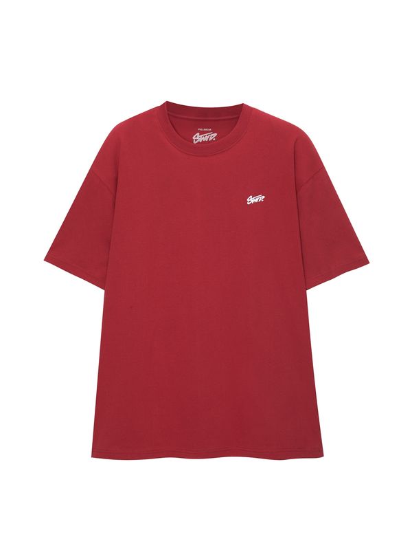 Pull&Bear Pull&Bear Тениска  червено / бяло