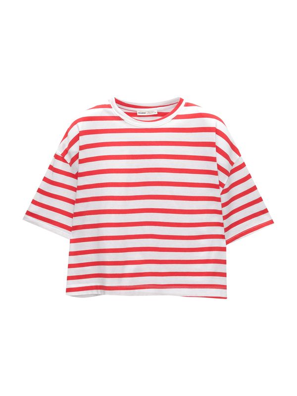 Pull&Bear Pull&Bear Тениска  червено / бяло