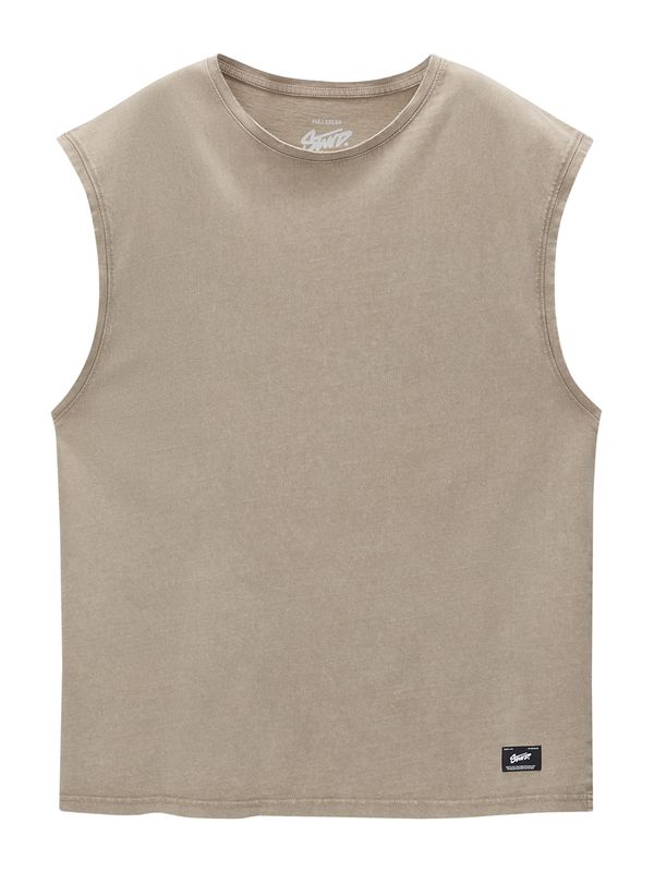 Pull&Bear Pull&Bear Тениска  цвят "пясък" / черно