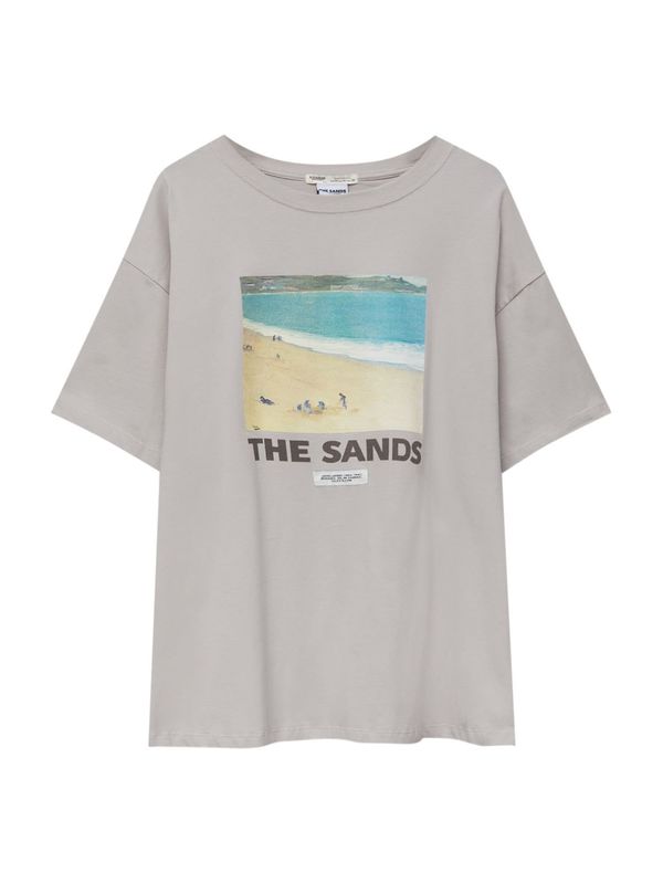 Pull&Bear Pull&Bear Тениска  цвят "пясък" / небесносиньо / сиво / черно