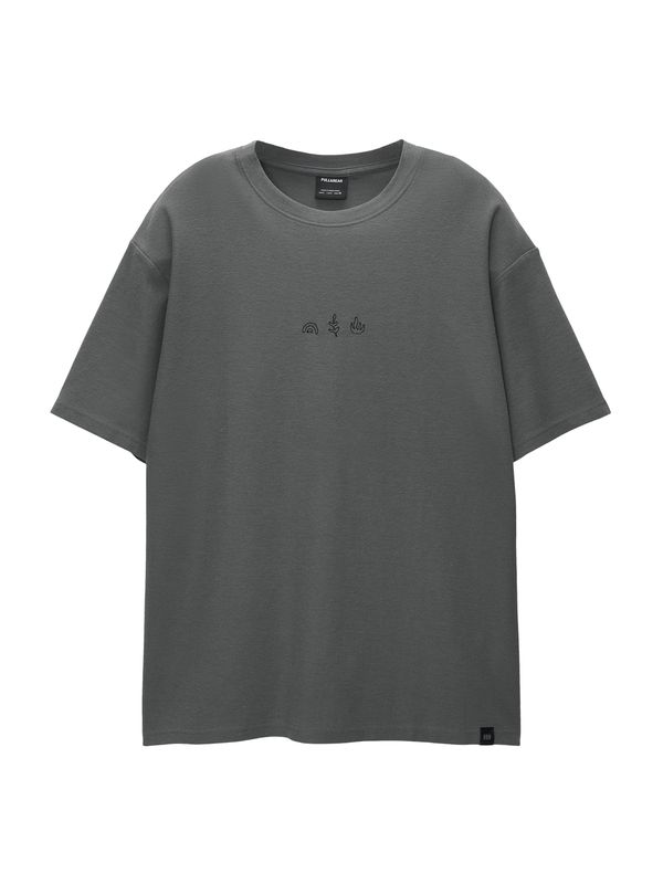 Pull&Bear Pull&Bear Тениска  елхово зелено / черно