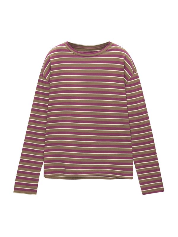 Pull&Bear Pull&Bear Тениска  кафяво / боровинка / мръсно бяло