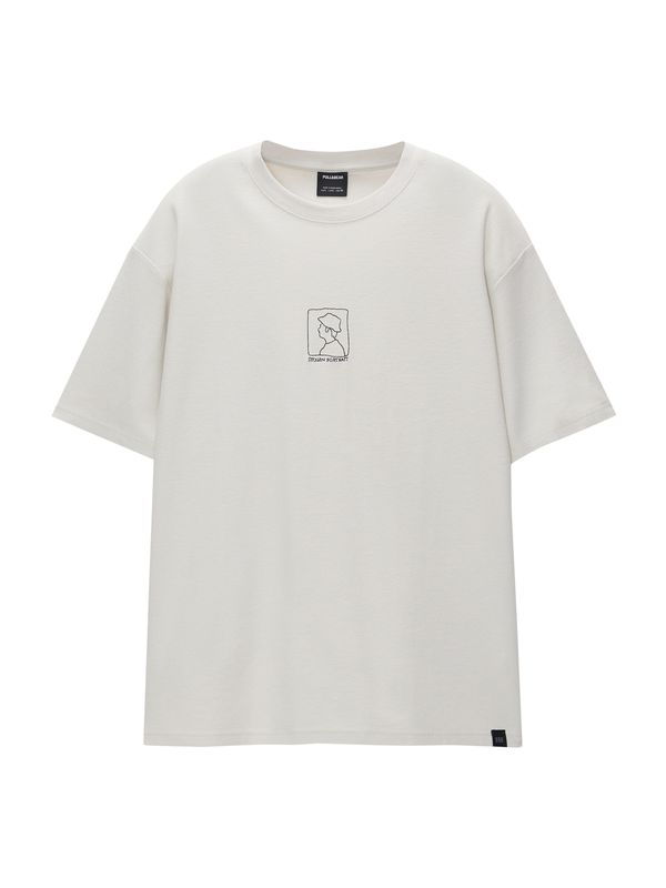 Pull&Bear Pull&Bear Тениска  камък / черно