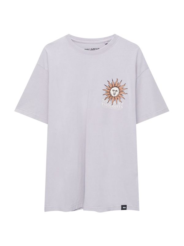 Pull&Bear Pull&Bear Тениска  люляк / бледорозово / черно / бяло