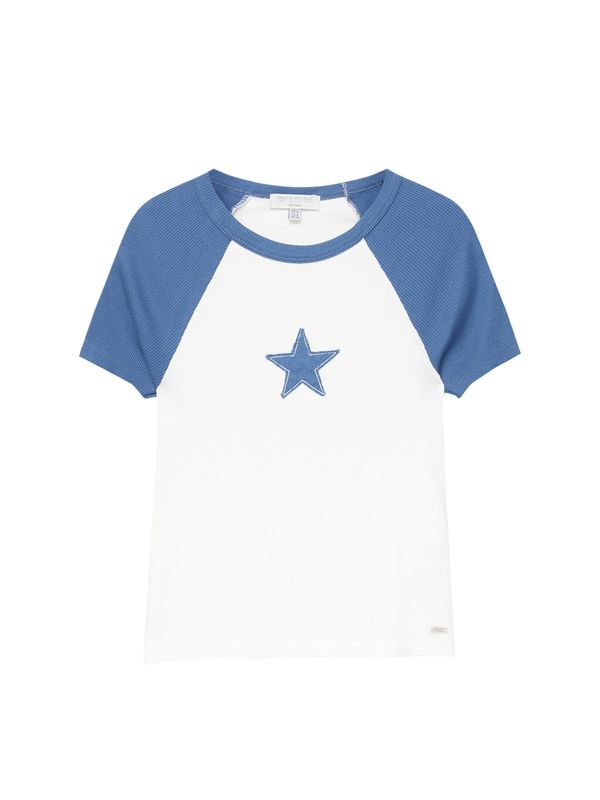 Pull&Bear Pull&Bear Тениска  морскосиньо / бяло