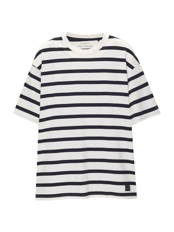 Pull&Bear Pull&Bear Тениска  нейви синьо / бяло