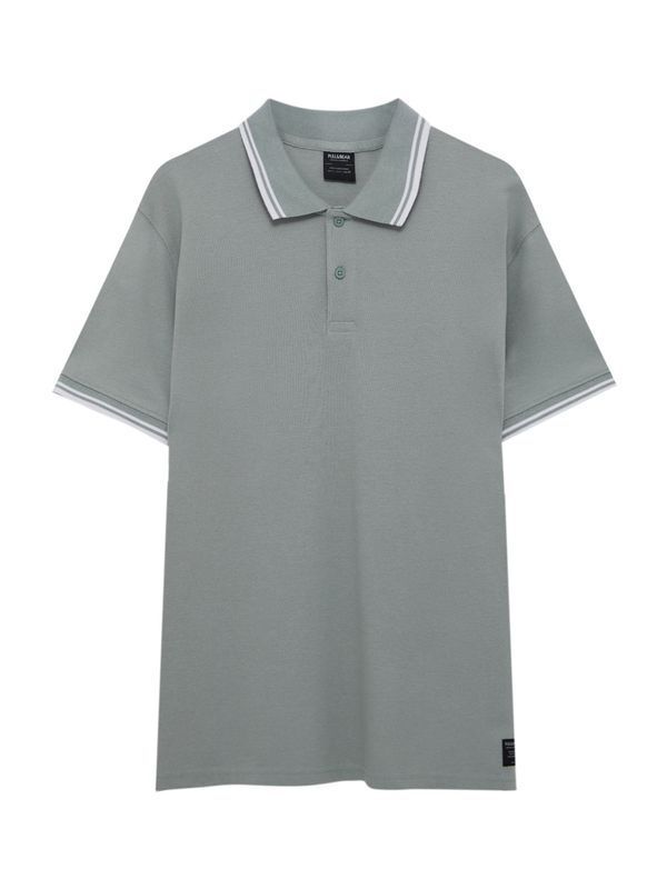 Pull&Bear Pull&Bear Тениска  опушено синьо / бяло