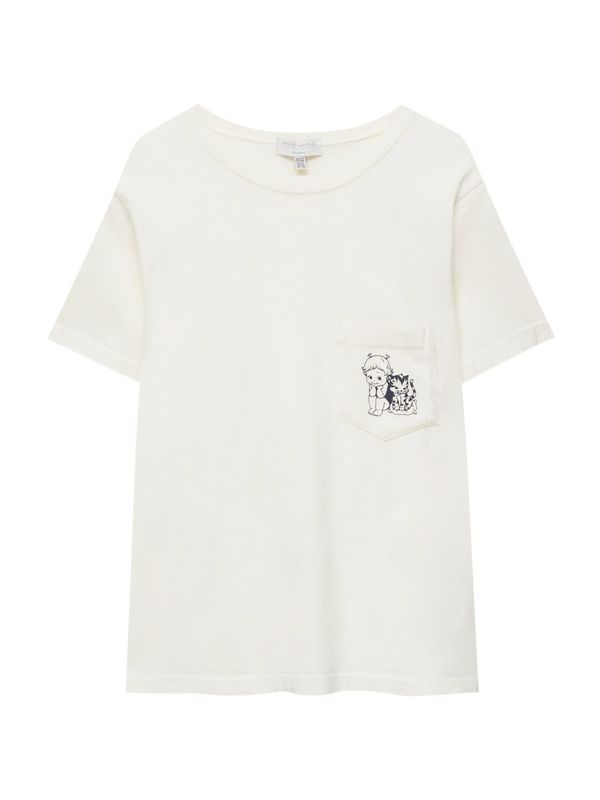 Pull&Bear Pull&Bear Тениска  пастелно жълто / черно