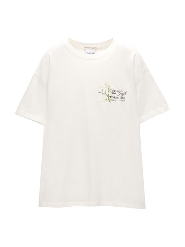 Pull&Bear Pull&Bear Тениска  пастелно жълто / зелено / черно / естествено бяло