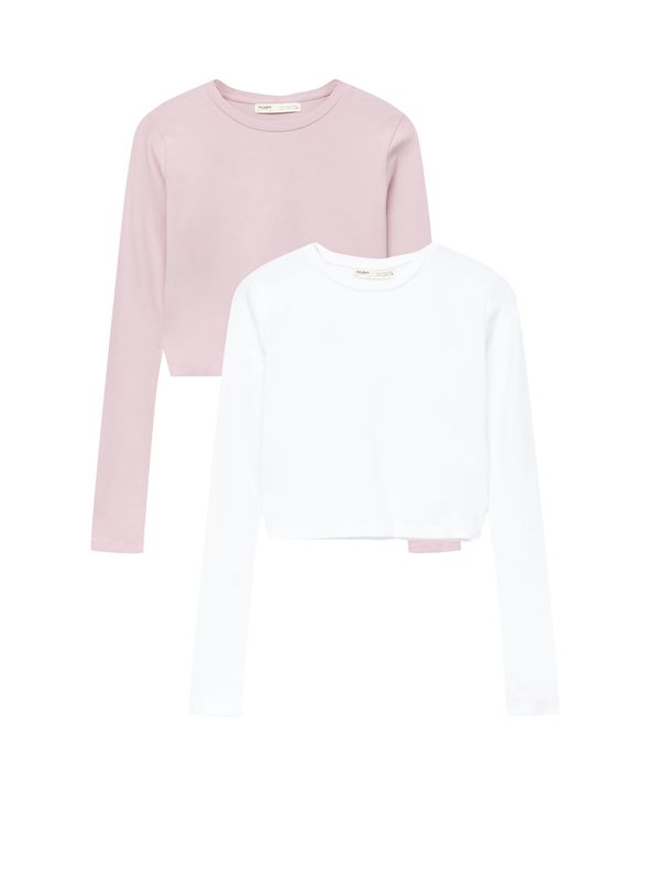 Pull&Bear Pull&Bear Тениска  пепел от рози / бяло