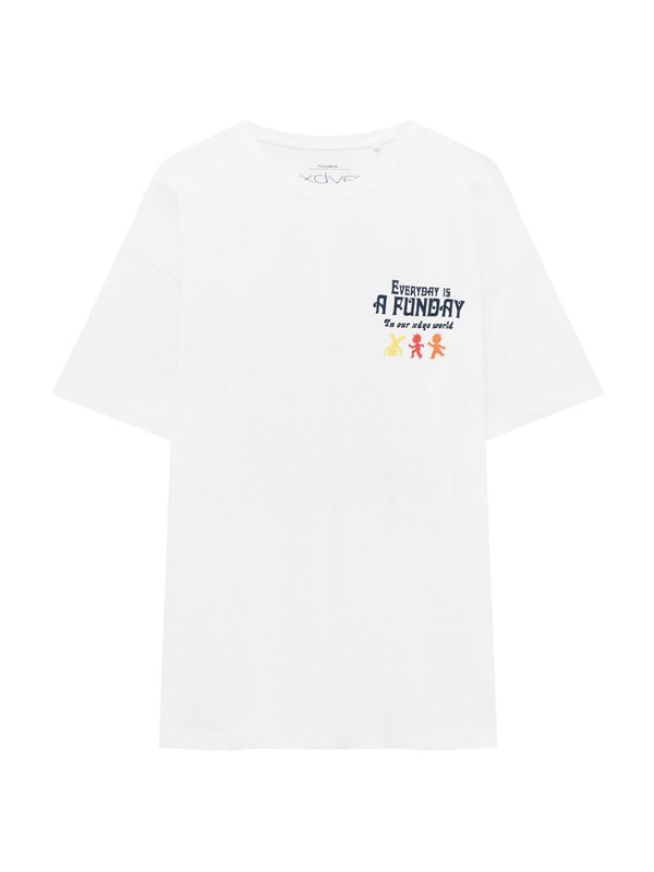 Pull&Bear Pull&Bear Тениска  пъстро / бяло