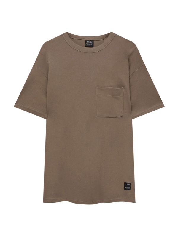 Pull&Bear Pull&Bear Тениска  сепия / черно / бяло