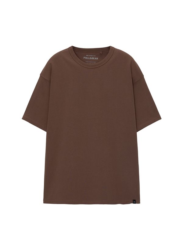 Pull&Bear Pull&Bear Тениска  шоколад / черно